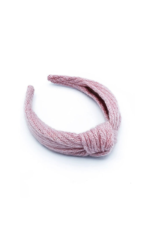 Cerchietto in maglia con nodo - colore rosa